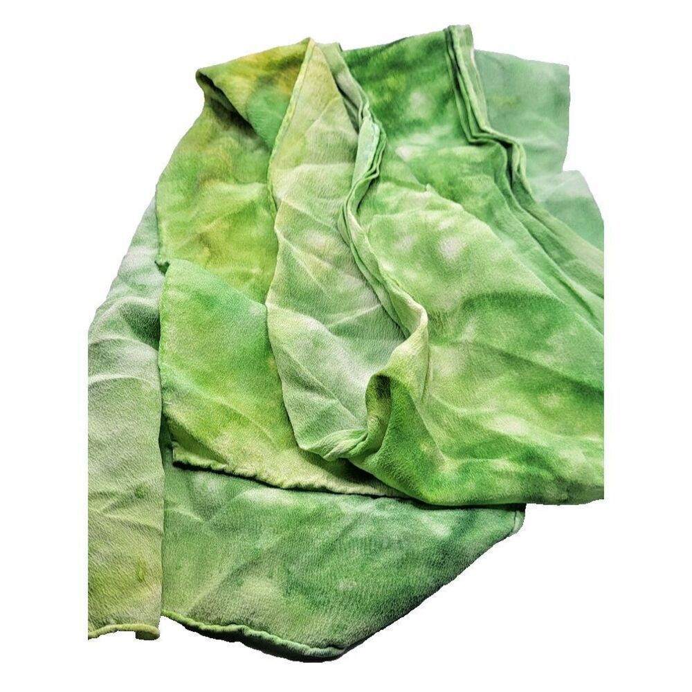 Crepe Silk Green Rectangular Scarf 48in by 9in